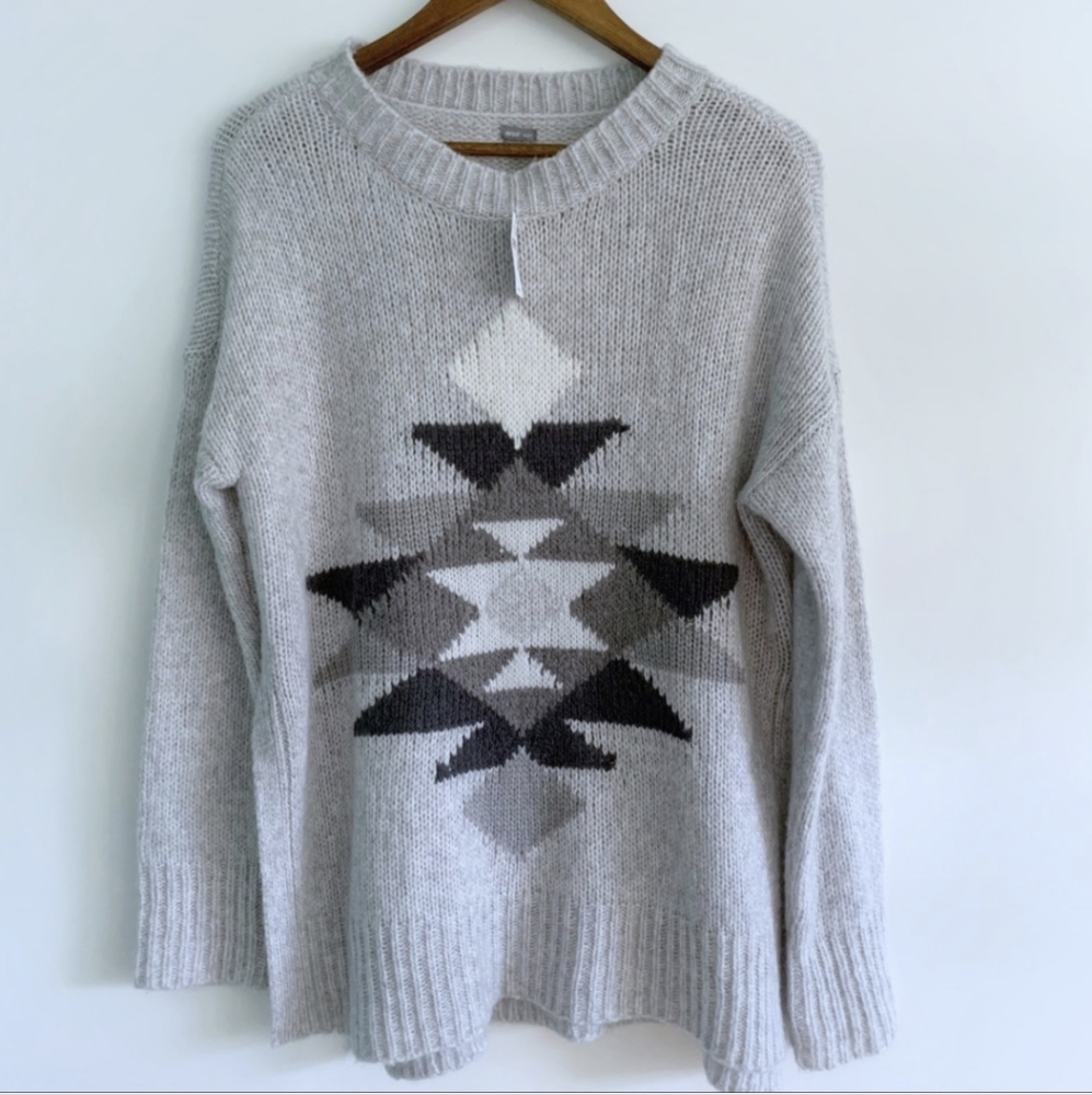 American Eagle Women Gray Oversized Knit Sweater
